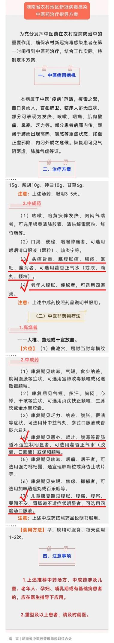 汉森四磨汤和藿香正气水入选湖南省新冠感染疫情防控指挥部综合组推荐用药